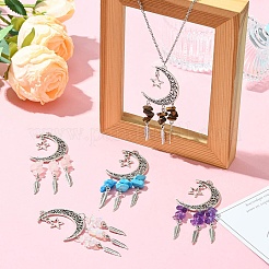 10 шт. 5-х цветный сплав в тибетском стиле с большими подвесками из смешанной каменной крошки&nbsp;PALLOY-CJ00159