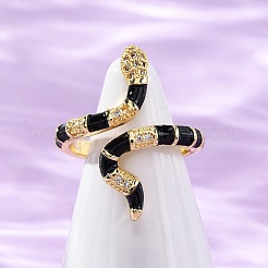 Латунные кольца-манжеты с микропаве и прозрачным цирконием для женщин&nbsp;RJEW-U047-39G