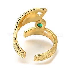 Открытые манжеты из латуни с микро-паве и кубическим цирконием для женщин&nbsp;RJEW-M022-17G