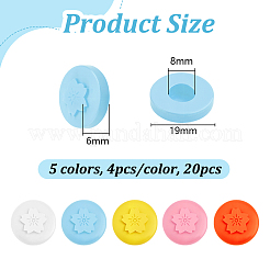 20шт 5-х цветные силиконовые накладки на пуговицы для джинсов&nbsp;BUTT-OC0001-70