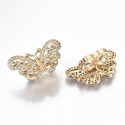 Латунные микропаве прозрачные подвески с фианитом&nbsp;KK-T062-31G-NF