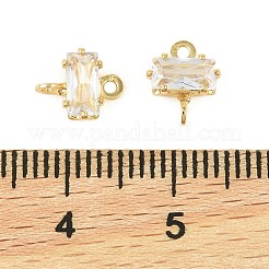 Прямоугольные подвески-коннекторы из латуни с инкрустацией кубическим цирконием&nbsp;KK-P347-06G-03