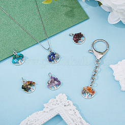 10 комплект из 6-х стилей подвесок из натурального и синтетического камня с крошкообразным узором&nbsp;G-HY0001-35