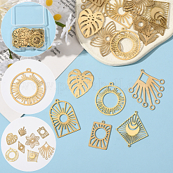 20 шт. 10 стиля латунных филигранных соединительных звеньев и подвесок&nbsp;KK-SC0006-82