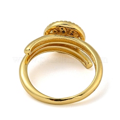 Плоские круглые с двойными кольцами из латуни с микропаве и древом жизни из прозрачного циркония&nbsp;RJEW-Z050-23G