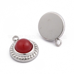 Полукруглые подвески из натурального окрашенного белого нефрита&nbsp;STAS-L022-399P-06