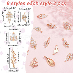 16 шт. 8 стиля латунные подвески с микропаве и кубическим цирконием&nbsp;KK-AR0003-74