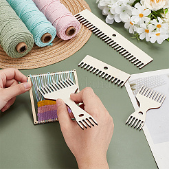 4шт набор деревянных гребней для плетения&nbsp;TOOL-WH0155-173