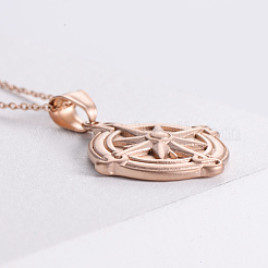 Винтажные ожерелья с подвесками из нержавеющей стали в виде компаса AM7458