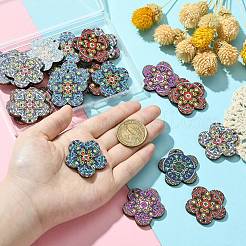 30шт 5 цвета подвески из натуральной липы с принтом&nbsp;WOOD-CJ0001-86