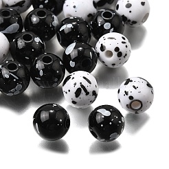 40 шт. 2-цветные непрозрачные акриловые круглые бусины&nbsp;ACRP-FP0001-02