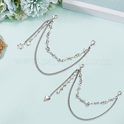 4 шт. 2 стиля двухслойная железная сплавная цепочка для украшения обуви&nbsp;AJEW-GF0011-23