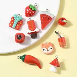 10 шт. 10 стиля подвески из непрозрачной смолы с имитацией овощей&nbsp;CRES-FS0001-28