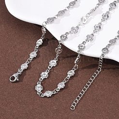 Ожерелья из цепочек с цветочным узором из нержавеющей стали 304 толщиной 5.5 мм&nbsp;NJEW-P346-01P