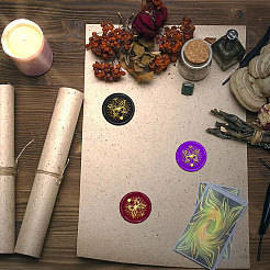 Латунная восковая печать штамп с ручкой&nbsp;AJEW-WH0184-1050