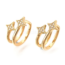 Латунные серьги-манжеты из прозрачного кубического циркония&nbsp;EJEW-F370-04G