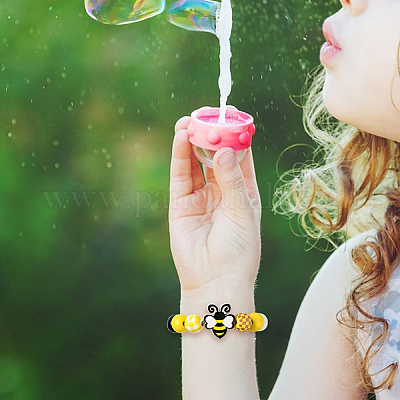 Наборы деревянных бусин с принтом в виде пчел&nbsp;WOOD-YW0001-21-1