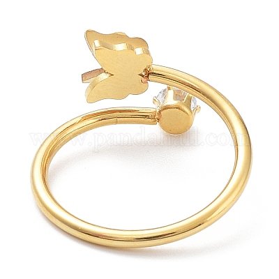 Кольцо-манжета с открытым плетением из нержавеющей стали 304 с ионным покрытием (IP) и кубическим цирконием RJEW-K244-13G-1