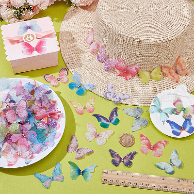 100 шт. 3D-наклейки для глаз из органзы в виде бабочки&nbsp;MRMJ-ME0001-06-1