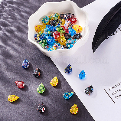 50шт стеклянные подвески миллефиори ручной работы&nbsp;LK-CJ0001-07-1