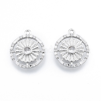 Латунные микропаве прозрачные подвески с фианитом KK-F841-08P-1