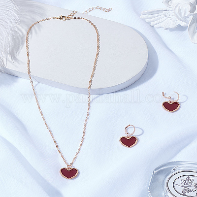 Ожерелье с подвеской из сплава и серьги-кольца&nbsp;SJEW-LP0001-14-1