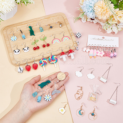 5 комплект сережек-подвесок из железной смолы&nbsp;EJEW-UN0002-80-1