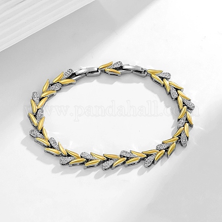 Браслеты-цепочки из латуни с микропаве из прозрачных кубических цирконий и пшеничным плетением для женщин BJEW-B145-01-1