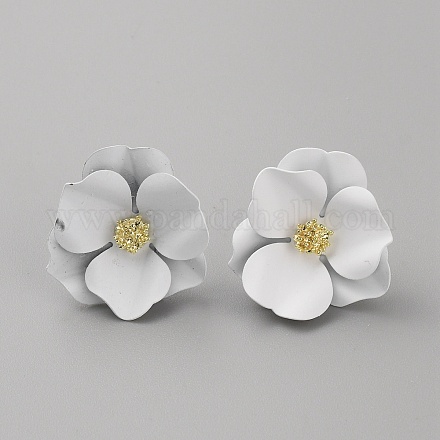Серьги-гвоздики из сплава 3d с цветком EJEW-WH0016-07C-1