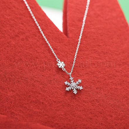 925 кулон в виде рождественской снежинки из стерлингового серебра с микропаве из прозрачных кубических цирконий для женщин FS-WG10658-02-1