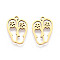 201 Stainless Steel Pendants, Slipper, Laser Cut, Ion Plating(IP), Real 18K Gold Plated, 17.5x12x1mm, Hole: 1.4mm