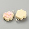 Opaque Resin Pendants, Paw Claw Charm, with Platinum Tone Iron Loops, Pink, 17x13x6mm, Hole: 2mm