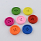 4-Hole Dyed Wood Buttons, Flat Round, Mixed Color, 20x4mm, Hole: 2mm, about 648pcs/500g