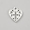 Alloy Pendants, Hollow, Heart Charms, Silver, 16x14.5x2mm, Hole: 1.8mm