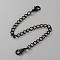 Iron Chain Extender, End Chains with Zinc Alloy Lobster Clasp, Black, 152mm