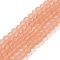 Transparent Glass Beads Strands, Faceted, Frosted, Rondelle, Light Salmon, 8mm, Hole: 1mm, about 60~62pcs/strand, 39~40cm