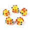 Handmade Lampwork Beads, Round with Flower, Yellow, 11~16mm, Hole: 1.2~2mm