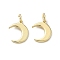 Brass Pendants, Moon Charms, Long-Lasting Plated, Rack Plating, Lead Free & Cadmium Free, Real 18K Gold Plated, 12.5x9.5x1.5mm, Hole: 3mm, Jump Ring: 5x1m