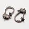 Long-Lasting Plated Brass Micro Pave Grade AAA Cubic Zirconia Lobster Clasps, teardrop, Cadmium Free & Nickel Free & Lead Free, Gunmetal, 39mm, Hole: 3mm