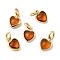 Brass Micro Pave Cubic Zirconia Pendants, Heart Charms, Cadmium Free & Lead Free, Rack Plating, Long-Lasting Plated, with Jump Ring, Real 18K Gold Plated, Brown, 9x7x3.5mm, Hole: 3mm