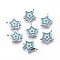 Brass Enamel Links connectors, Long-Lasting Plated, Star, Turquoise, Real Platinum Plated, 16x13x2mm, Hole: 1mm