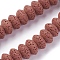 Natural Lava Rock Beads Strands, Dyed, Rondelle, Indian Red, 10~11x6mm, Hole: 1.8mm, about 34 pcs/Strand, 7.87 inch(20cm)