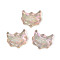 Electroplate Transparent Glass Connector Charms, Fox Links, Hot Pink, 22~23x25x7mm, Hole: 1.8mm