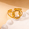201 Stainless Steel Oval Link Chain Cuff Rings, Golden, Inner Diameter: 19mm