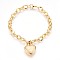 Ion Plating(IP) 304 Stainless Steel Pendant Bracelets, with Cable Chains and Lobster Claw Clasps, Heart, Golden, 7-3/4 inch(19.8cm), 7mm