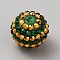 Saint Patrick's Day Theme Chunky Resin Rhinestone Bubblegum Ball Beads, Round, Dark Green, 19.5~20x18mm, Hole: 2.5mm