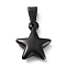Ion Plating(IP) 304 Stainless Steel Charms, Star, Black, 18x14.8x4.1mm, Hole: 3x6.8mm