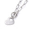 Non-Tarnish Heart 304 Stainless Steel Pendant Necklaces, with Paperclip Chains and Toggle Clasps, Stainless Steel Color, 17.12 inch(43.5cm)