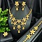 Brass Bracelets & Earrings & Necklaces & Rings Sets, Golden, Flower, Necklaces: 17.72 inch(450mm);
Bracelets: 210mm;
Earring: 4x2mm; 
Rings: Adjustable