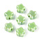 Handmade Porcelain Bead, Plum Blossom, Bright Glazed Porcelain, Light Green, 10.5~11x11~11.5x7.5~8mm, Hole: 2~2.5mm